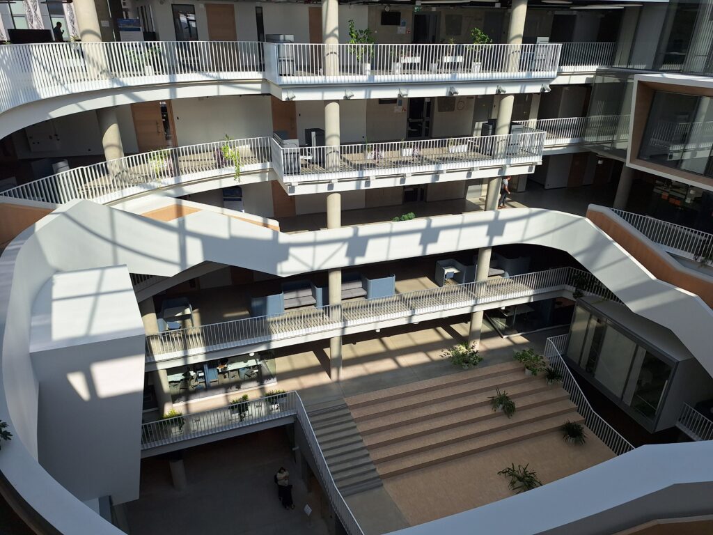 A picture from inside the Latvia's university building, staircases.