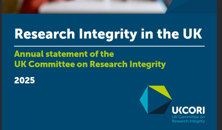 Screenshot of the cover of the Annual statement of the Uk Committee on Research Integrity 2025.