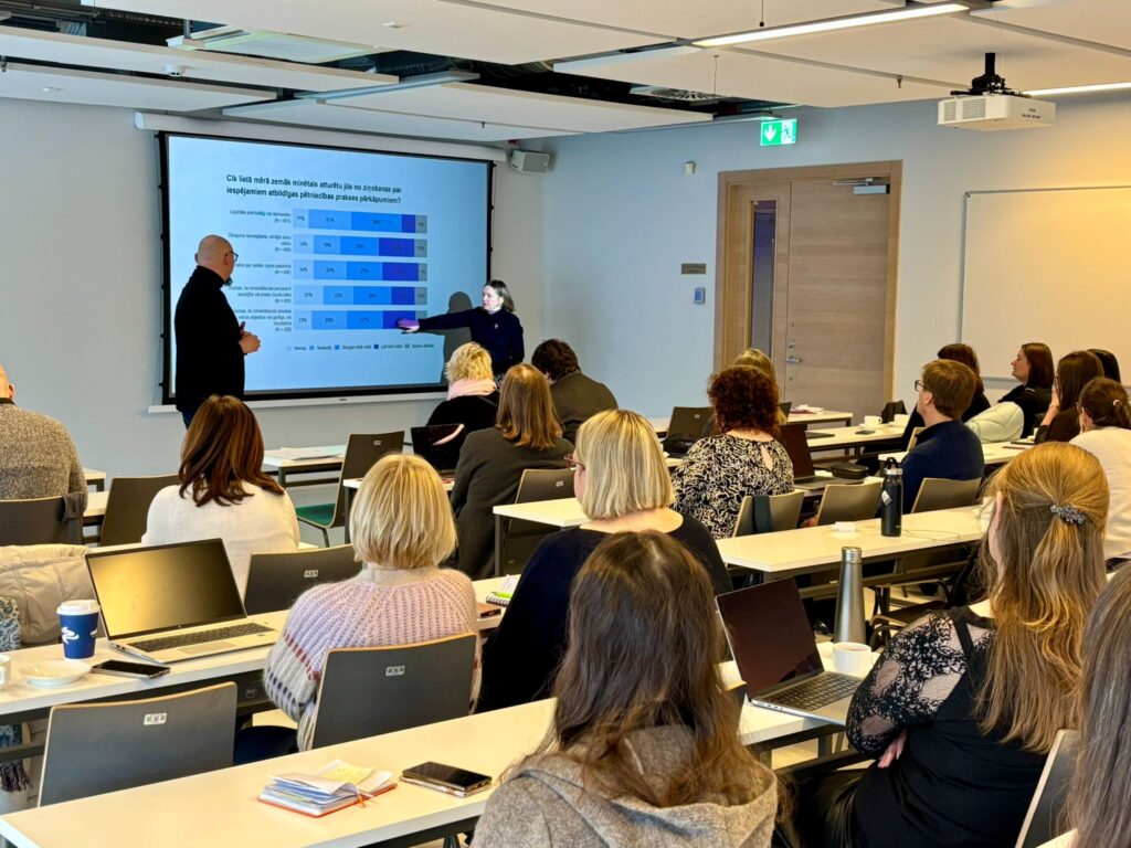 Classroom with a Power point presentation.